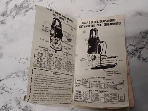 Vintage A.W. Sperry Snap 6 Volt-Ohm-Ammeter OHM-525 Clamp Multimeter