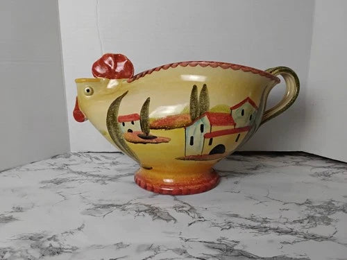 Vintage Italian Folk Art Rooster Gravy Boat/Pitcher