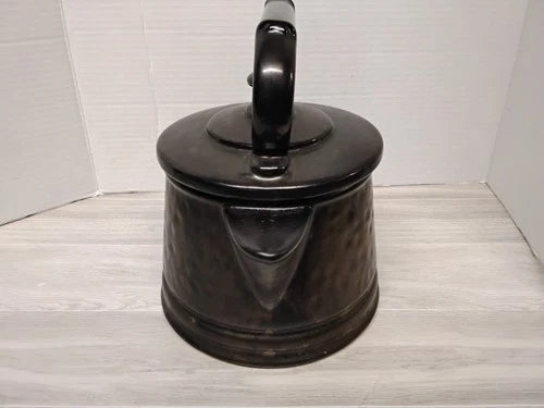 Vintage McCoy Pottery Tea Kettle Cookie Jar Antique Bronze Hammered Ceramic USA