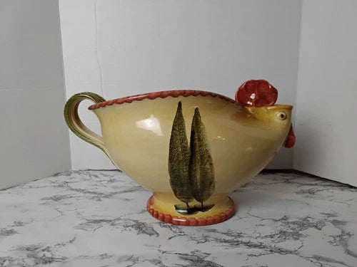 Vintage Italian Folk Art Rooster Gravy Boat/Pitcher