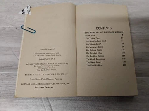 The Memoirs of Sherlock Holmes by Sir Arthur Conan Doyle.