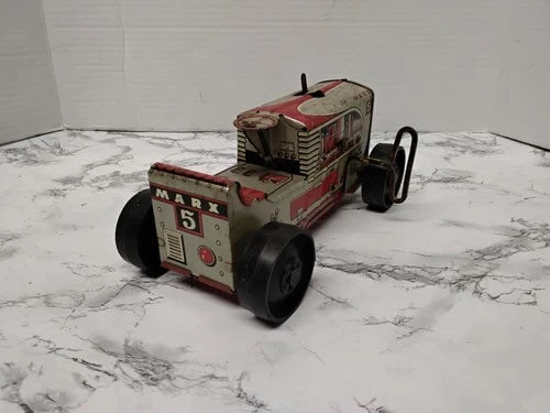 Vintage 1950s Marx #5 Tin Litho Wind Up Tractor Toy