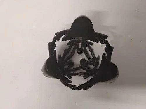 Vintage Cast Iron Triple Frog Candle Holder Gothic 3 Toad Metal Design
