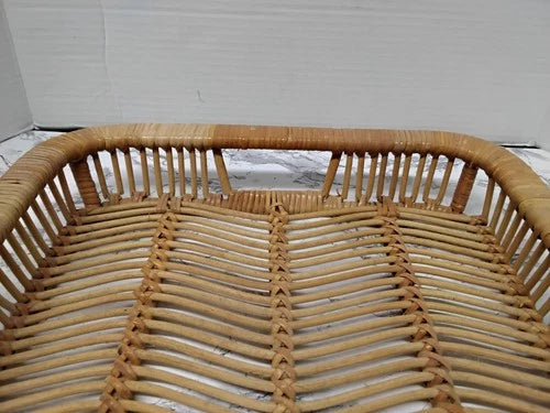 Vintage MCM Artek Finland Rattan Serving Tray  Handwoven Cane Scandinavian