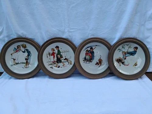 1972 Four Seasons Norman Rockwell Wall Plaque Plates