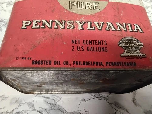 RARE Philadelphia Antique 1930s-1940s Motor Oil Cans Lot - OK & Booster 2 Gallon
