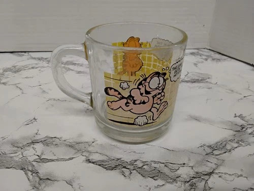 Vintage 1978 Garfield McDonald's Glass Mug Cartoon/Advertisement