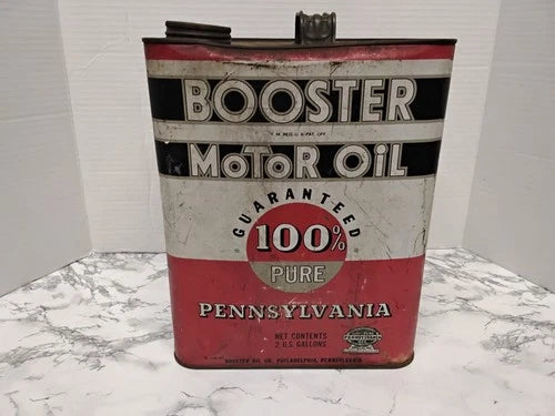 RARE Philadelphia Antique 1930s-1940s Motor Oil Cans Lot - OK & Booster 2 Gallon