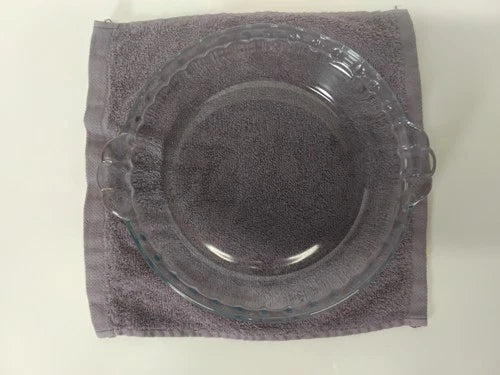 Vintage Marinex Brazil Blue Tinted Glass Fluted Scalloped 10" Pie Dish Plate