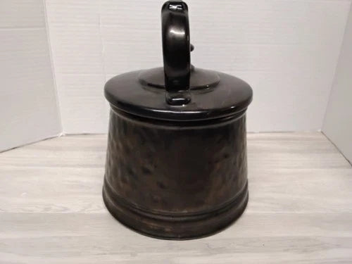 Vintage McCoy Pottery Tea Kettle Cookie Jar Antique Bronze Hammered Ceramic USA