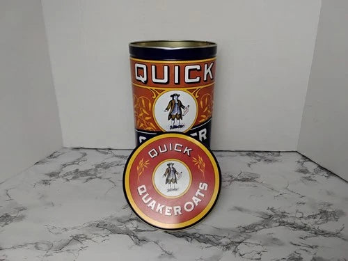 Vintage 1991 Quick Quaker Oats Advertisement Biscuit Tin  9" x 5"