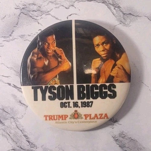 Tyson vs. Biggs Pinback Button Oct. 16, 1987 Trump Plaza Boxing Collectible