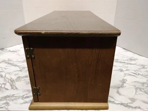 Vintage MCM Faux Credenza Wooden Jewelry Box Dresser Cabinet Cane Doors