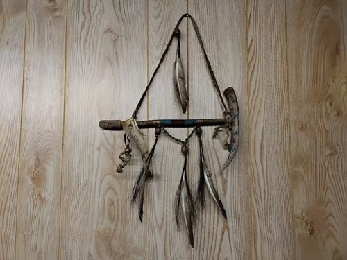 Navajo Indian Ceremonial Peace Pipe/ Tomahawk.  Indian Folk Art with COA
