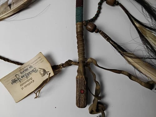 Navajo Indian Ceremonial Peace Pipe/ Tomahawk.  Indian Folk Art with COA