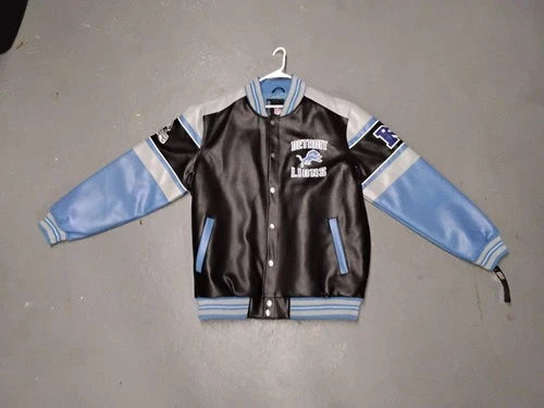 2XL Leather Detriot Lions Coat with Tags