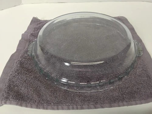 Vintage Marinex Brazil Blue Tinted Glass Fluted Scalloped 10" Pie Dish Plate