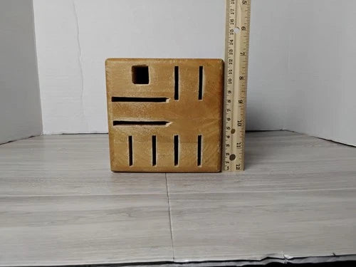 8 Slot Wooden Knife Storage Block With Square Accessory Hole