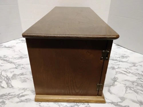 Vintage MCM Faux Credenza Wooden Jewelry Box Dresser Cabinet Cane Doors
